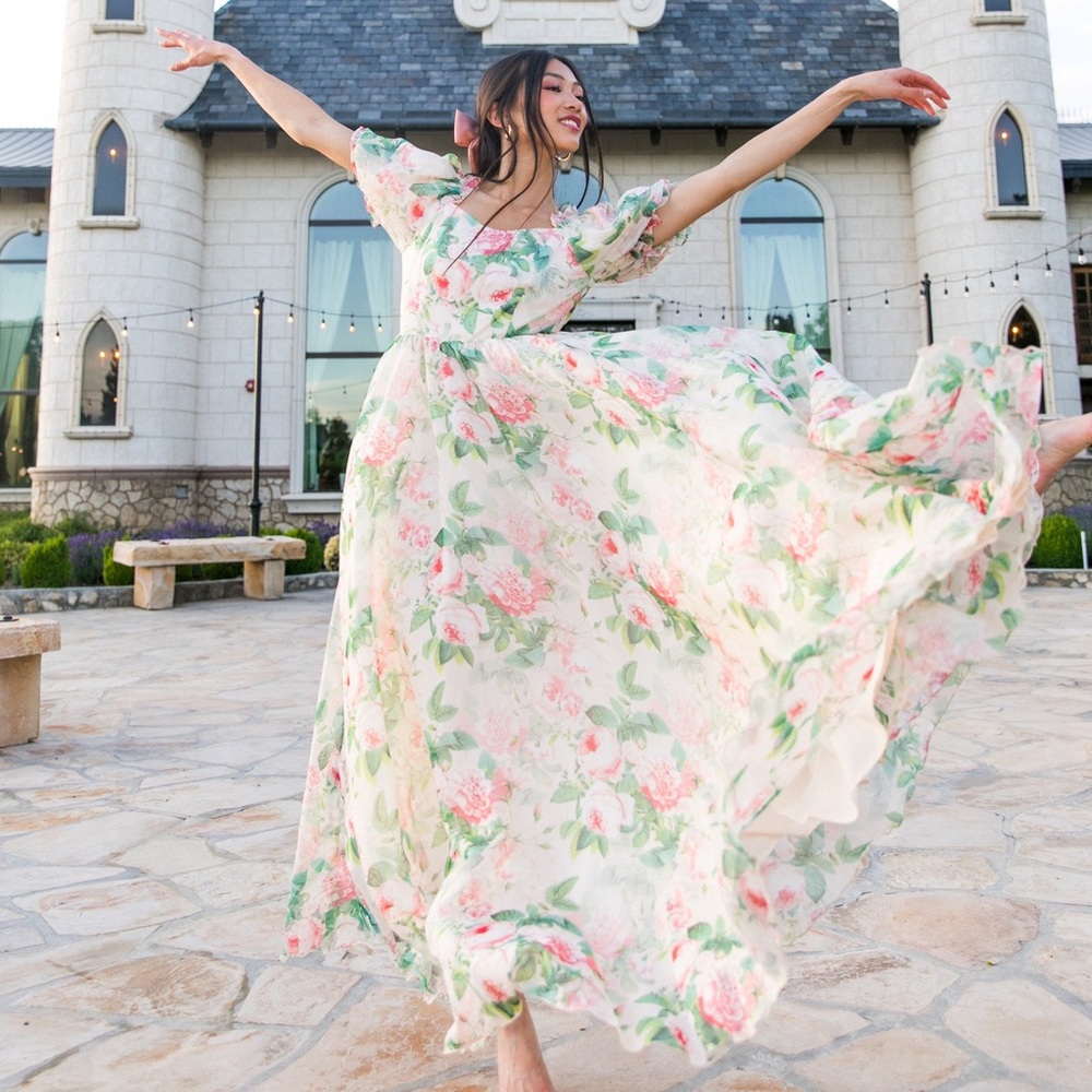 Beautiful Floral Tulle Dress for Formals, Holidays, Dances